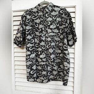 Reyn Spooner Monochrome Fish Print Shirt Large